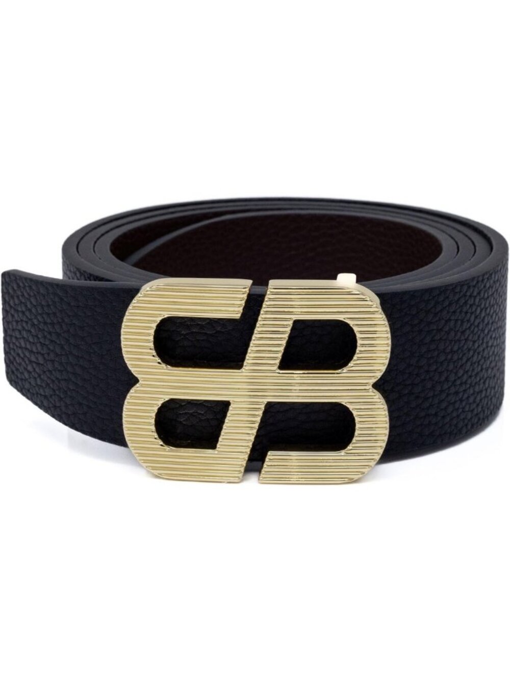 Stylish Men's Double Logo Push-Pin Buckle Leather Belt - Adjustable & Durable